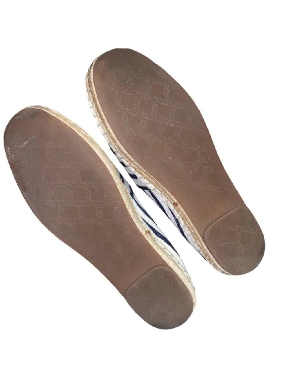 Vionic Navy and White Striped Espadrille Flats